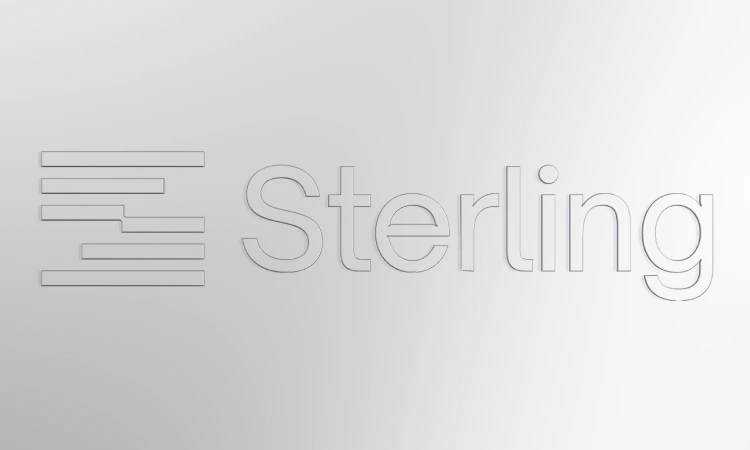 Sterling logo embossed in brushed aluminium
